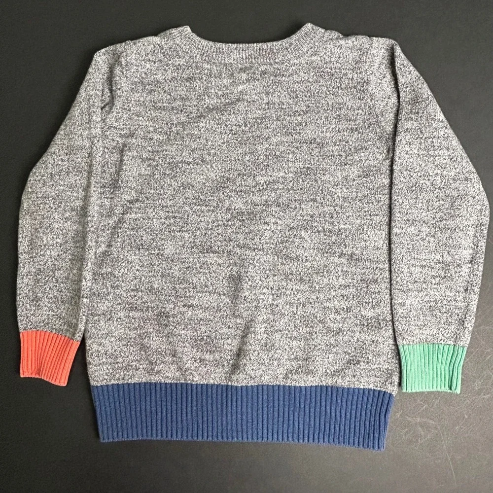 Gap Kids Gray Heather Knit Sweater SMILE‎ Applique Pink Blue Green Coral XS 4-5